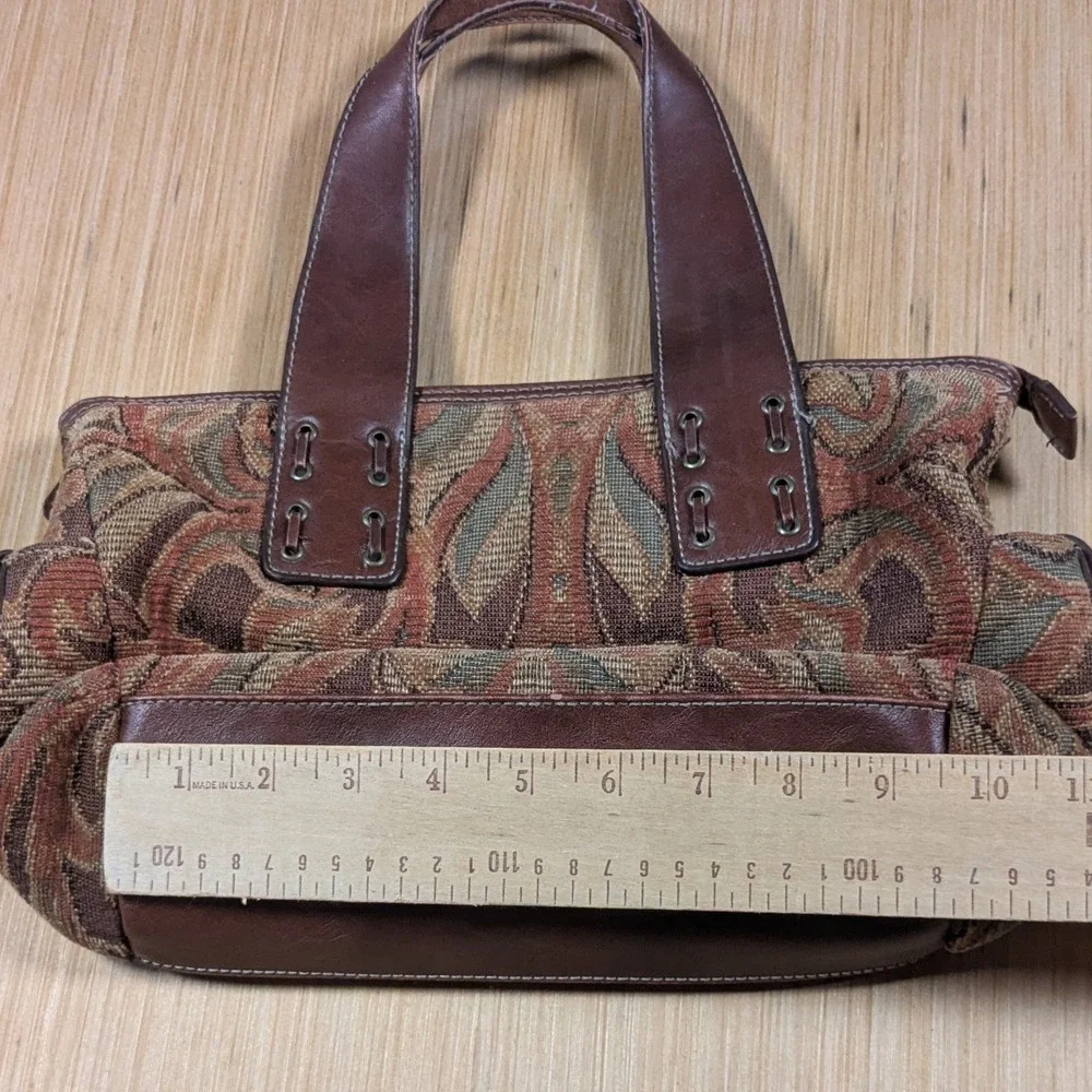 Relic Brown Tapestry Fabric‎ Satchel Handbag Purse Floral Print Travel Bag